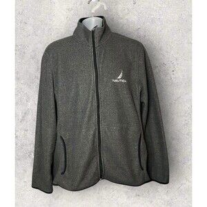 Nautica Men's Size Large Gray Full Zip Nautex Fleece Jacket Soft